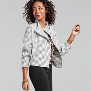CABI Windowpane Black Plaid Blazer Jacket Fall Womens Size Small